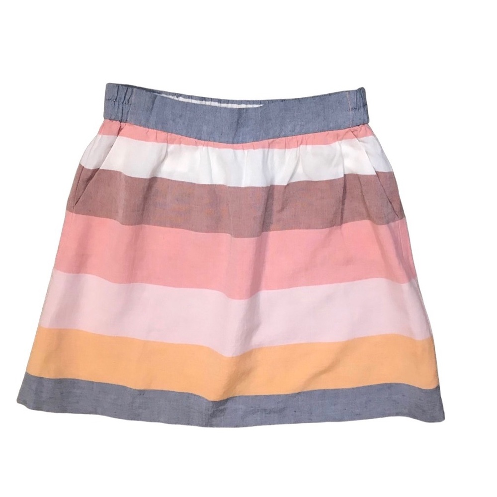LOFT Striped Pastel A-Line Mini Skirt - Blue, Pink, Peach, Yellow, White